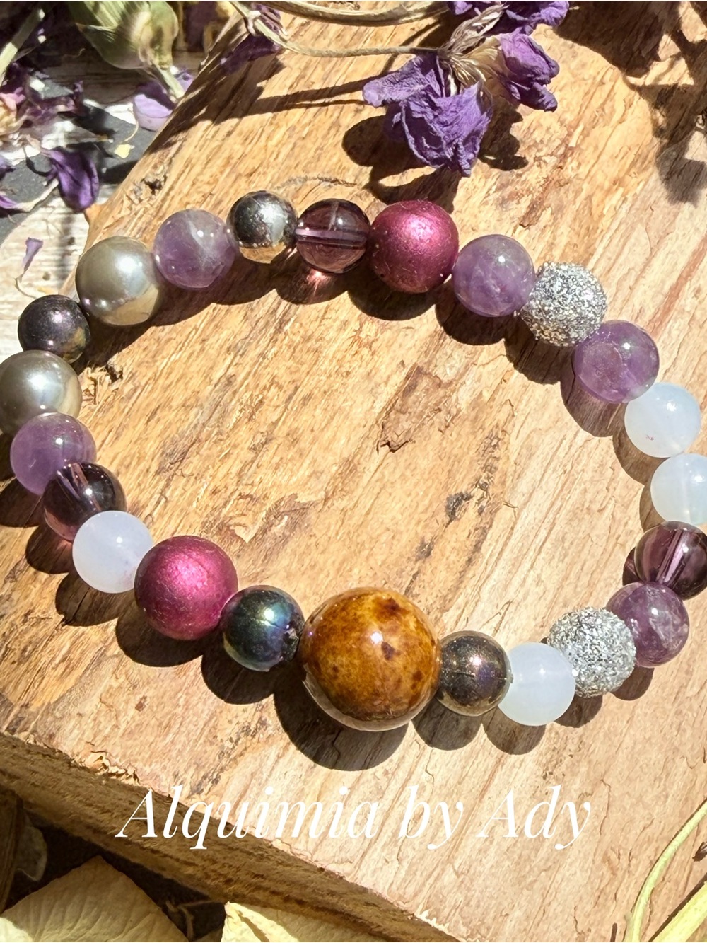 Fall + Multicolor Beaded Bracelet with Purple, Pink, Brown & Silver Accents